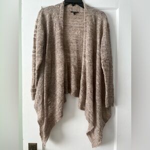 Eileen Fisher Beige Tan Waterfall flowy open alpaca wool Cardigan